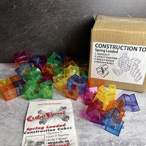 Cube Burst Spring Loaded Construction Cubes Rare Toy (40/40Pcs)  Vintage